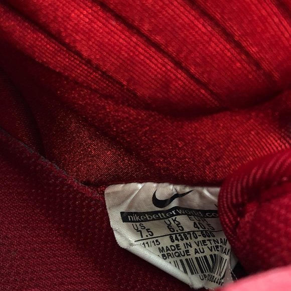 Nike Red Lace-Up Athletic Sneakers | Men's Size 7.5 - Picture 6 of 7